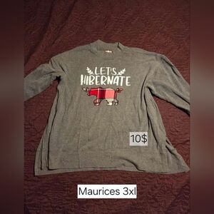 Maurices Gray "Let's Hibernate" Graphic Sweatshirt with Plaid Bear